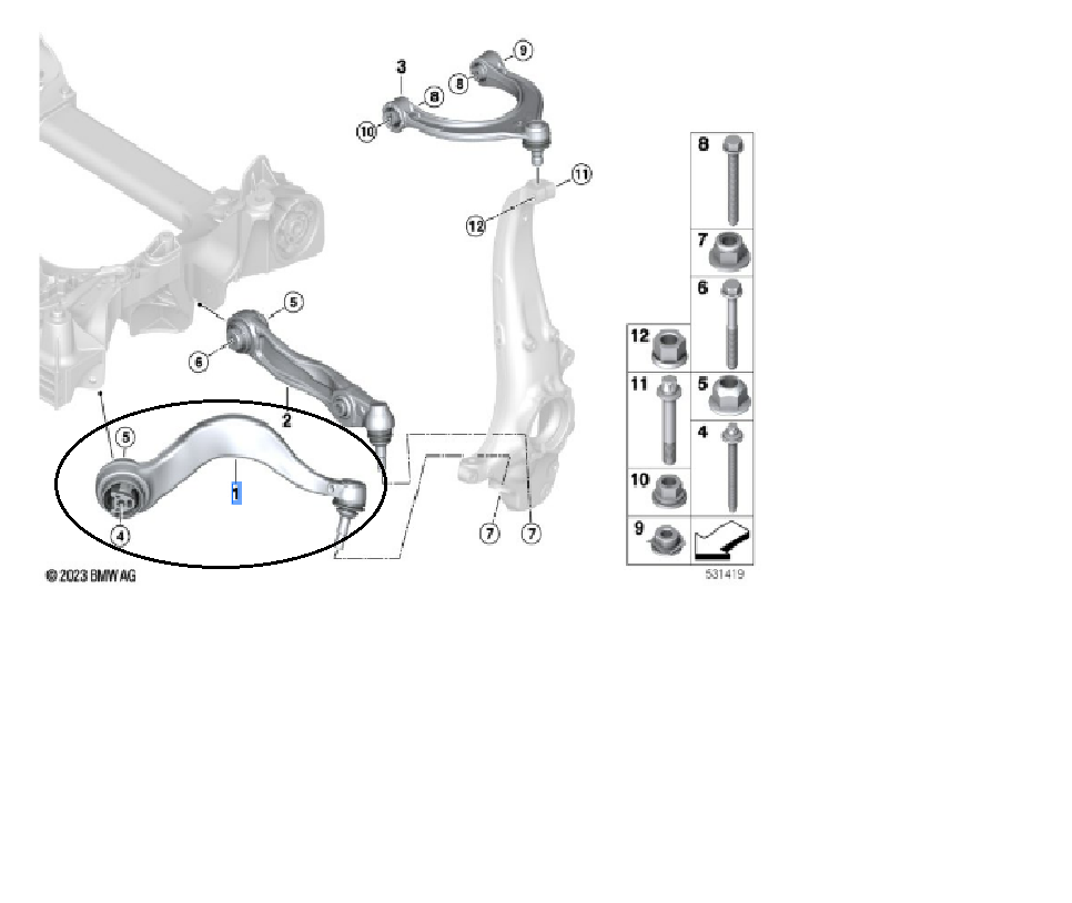 BMW G60 ÖN ÜST SALINCAK SOL 31108833031 numaralı bu parça